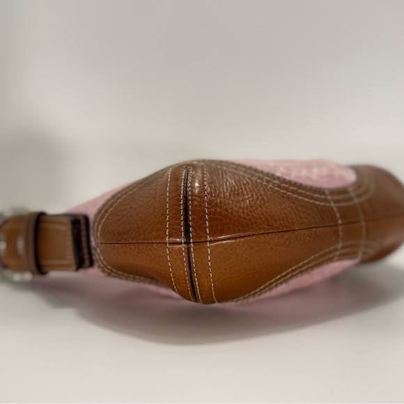 COACH VINTAGE Y2K Hobo Pink and Brown Women's Bag Signature Canvas Leather - Picture 7 of 11
